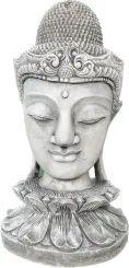 Champa - Buddha Kopf auf Lotusblüte, 50 cm H | Steinguss 